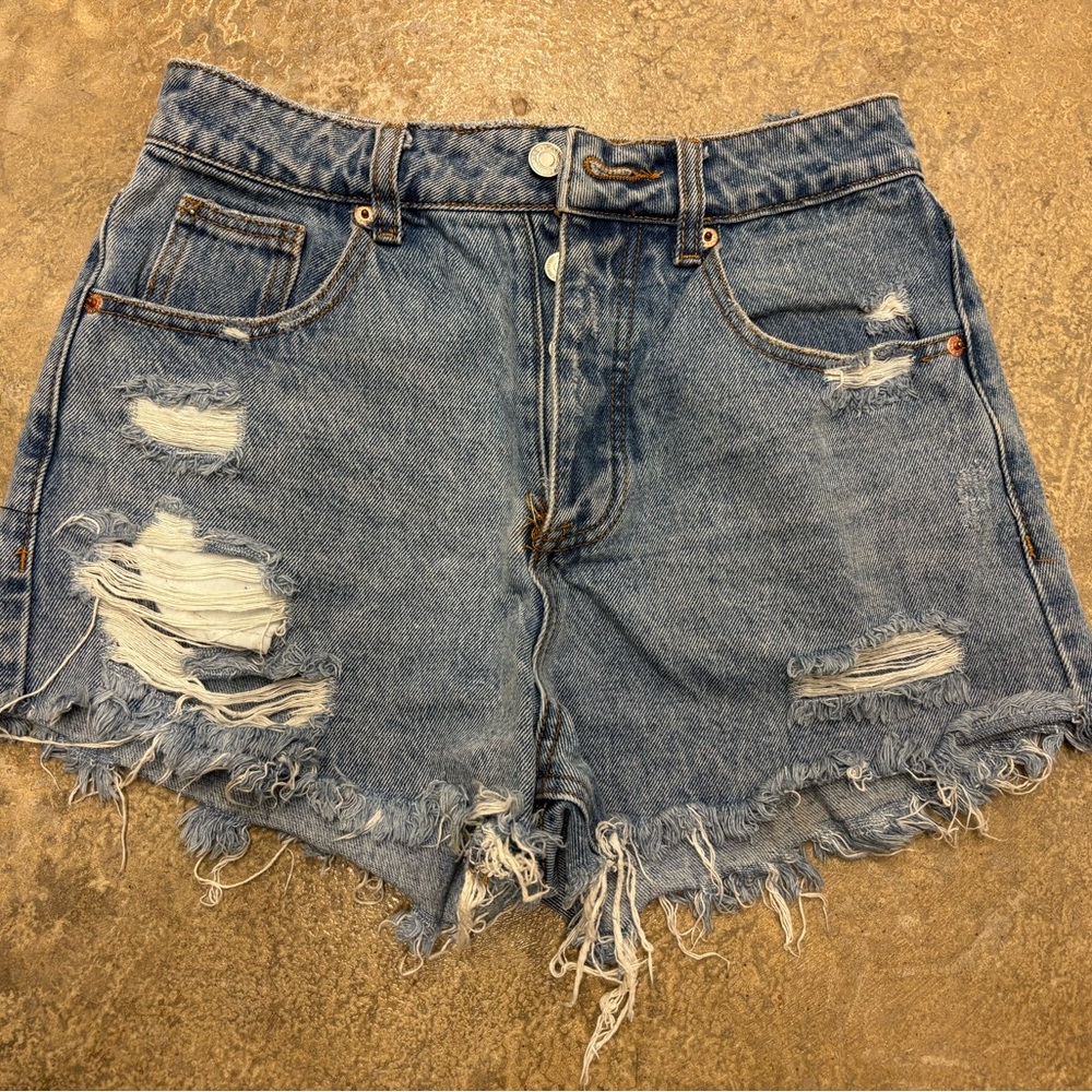 Signature 8 Blue Distressed Jean Shorts